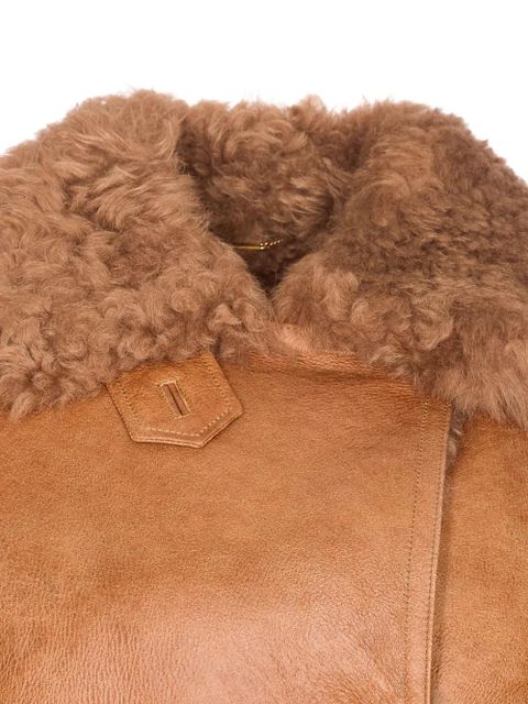 Chloé shearling-collared leather jacket - Brown