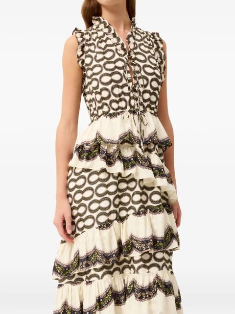 Marie Oliver Franklen ruffled tiered dress - Neutrals