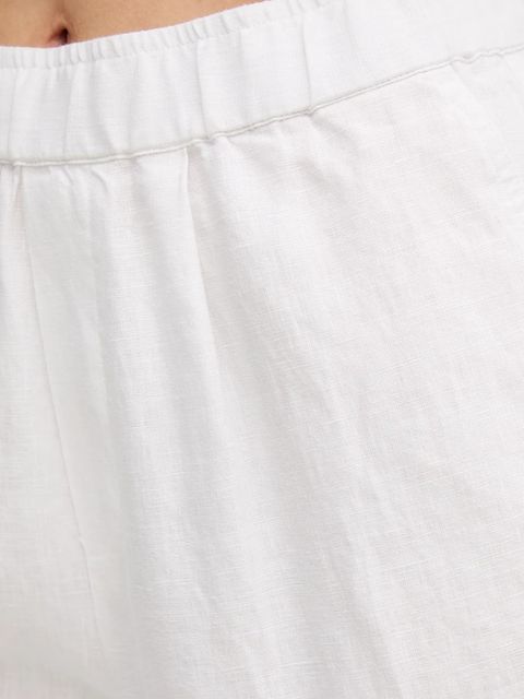 OUI spodnie lniane damskie kolor biały szerokie high waist 92821