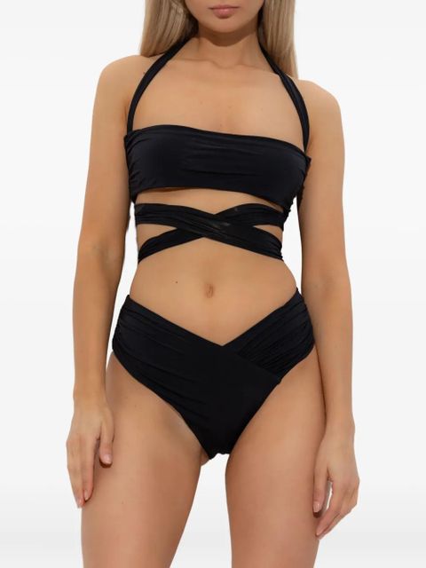 Balmain wrap-effect halter bikini - Black