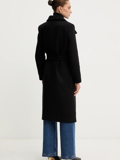 Morgan płaszcz z dodatkiem wełny kolor czarny GALOUA