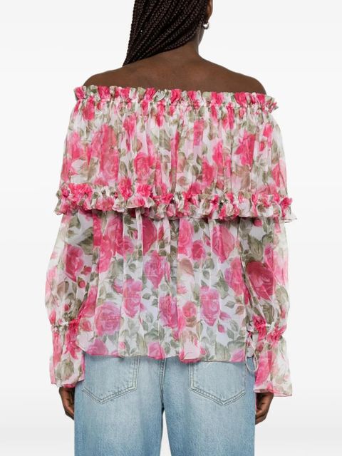 Chloé floral-print ruffled blouse - Pink
