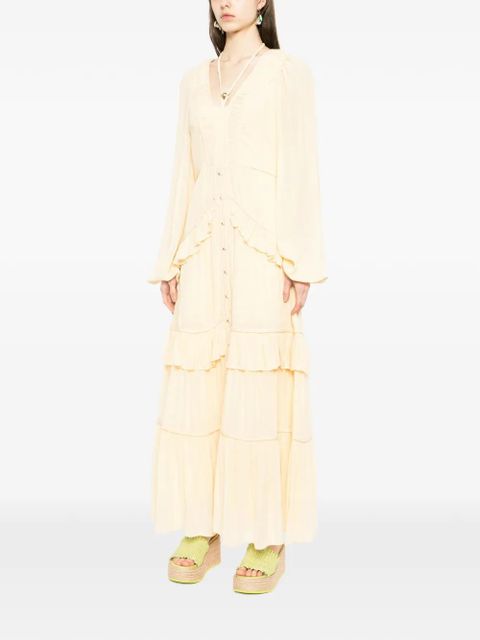 FARM Rio ruffled V-neck maxi dress - Yellow