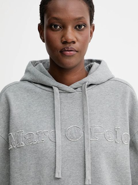 Marc O'Polo bluza bawełniana damska kolor szary z kapturem melanżowa 508403054089