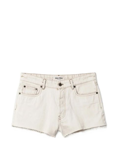 Miu Miu contrasting-stitching denim shorts - White - zdjęcie produktu nr 1