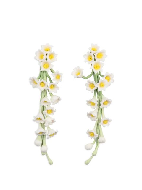 Jennifer Behr Victoria floral-motif earrings - White - zdjęcie produktu nr 1
