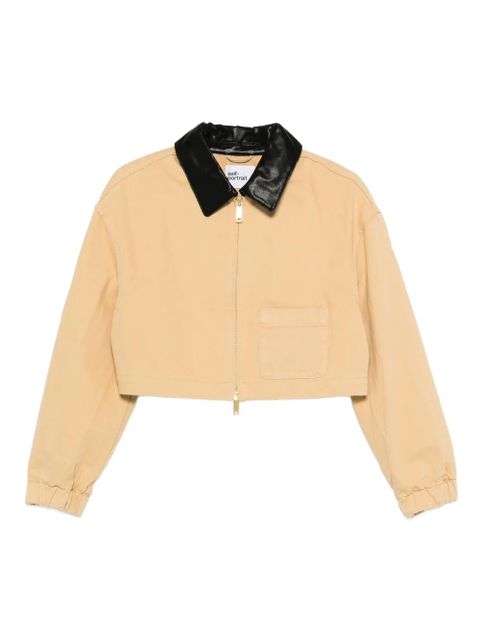 Self-Portrait leather-collared jacket - Neutrals - zdjęcie produktu nr 1