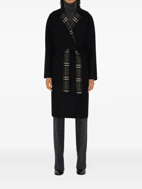 Burberry belted reversible wool coat - Black