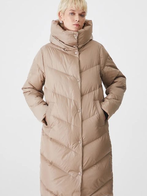 Medicine płaszcz puchowy damski kolor beżowy zimowy - zdjęcie produktu nr 2
