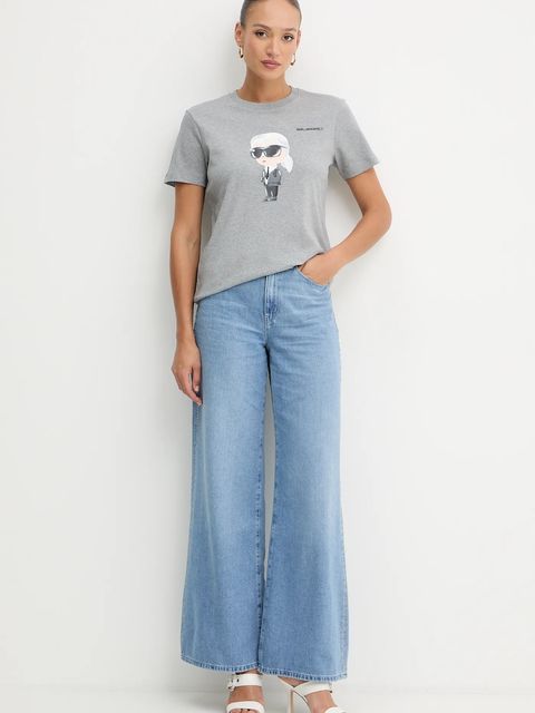 Karl Lagerfeld t-shirt bawełniany damski kolor szary A1W17130 - zdjęcie produktu nr 2