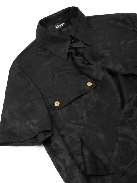 Versace Barocco Lavalli�re pleated mini dress - Black