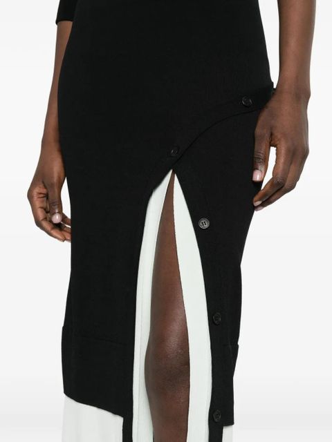 The Attico off-shoulder layered maxi dress - Black