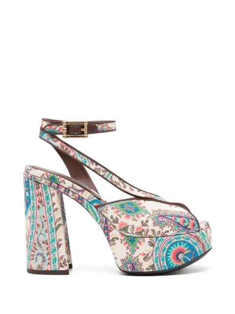 ETRO Paisley-pattern platform-heel sandals - Neutrals - zdjęcie produktu nr 1