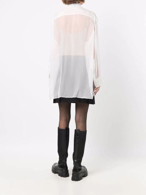 Valentino Garavani sheer ruffle-embellished silk blouse - White