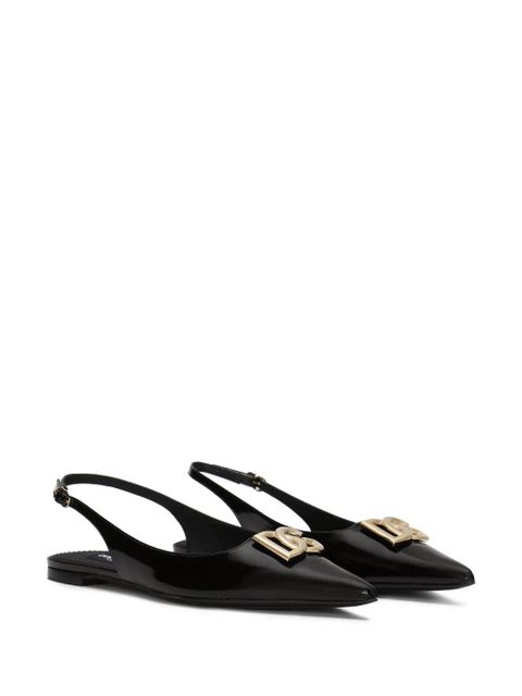 Dolce & Gabbana DG logo-plaque slingback ballerina shoes - Black - zdjęcie produktu nr 2