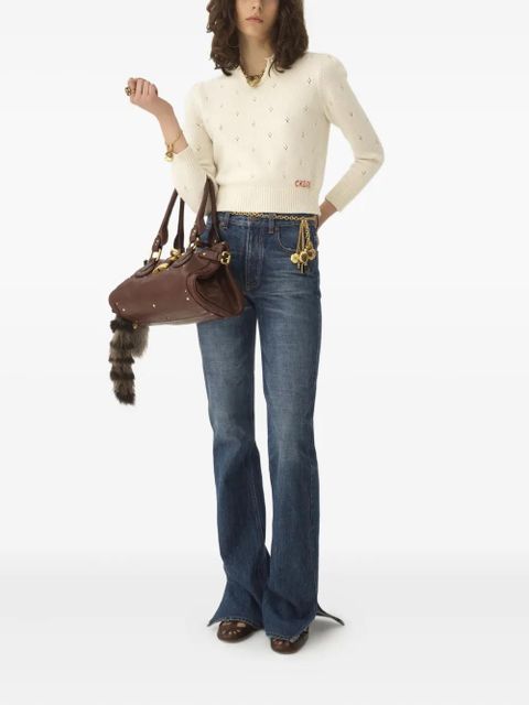 Chloé Pointelle embroidered sweater - Neutrals