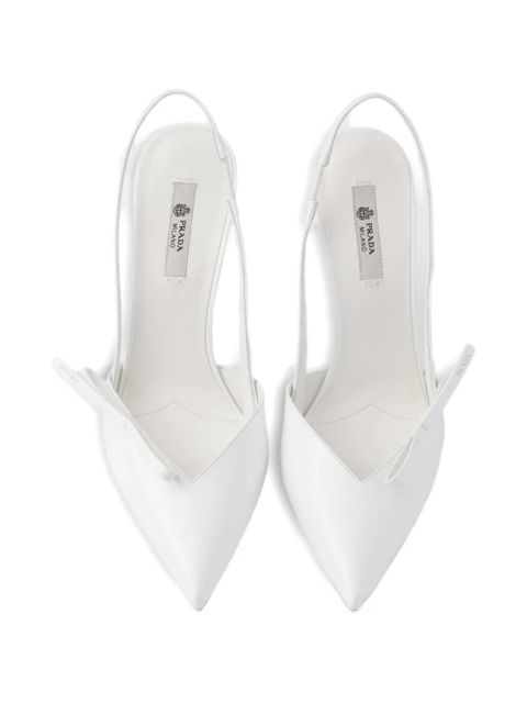 Prada patent-leather slingback pumps - White
