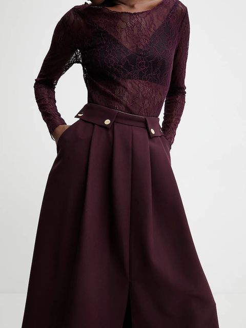 Answear.LAB spódnica kolor bordowy midi rozkloszowana