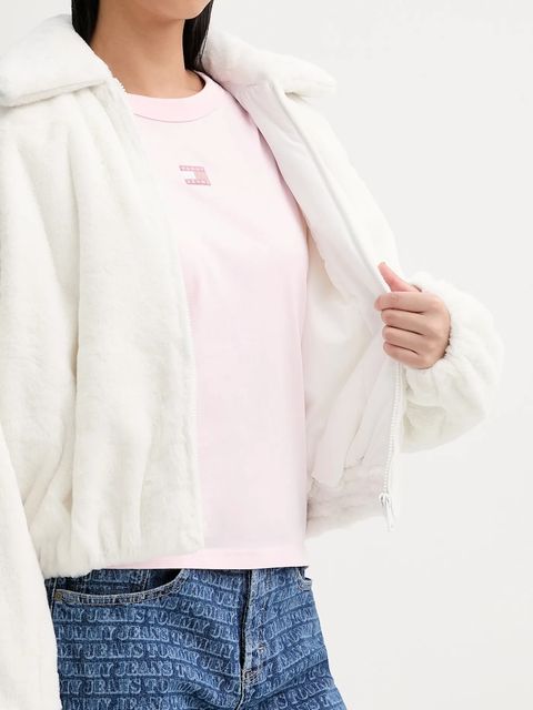 Tommy Jeans kurtka kolor beżowy przejściowa oversize DW0DW21669