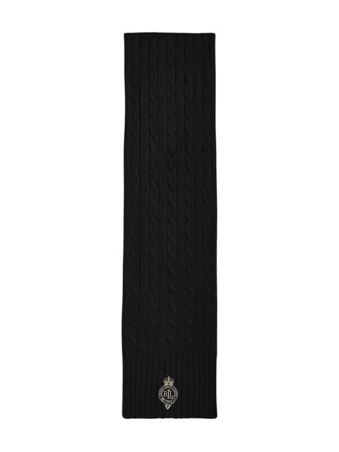 Lauren Ralph Lauren logo-embroidered cable-knit scarf - Black - zdjęcie produktu nr 1