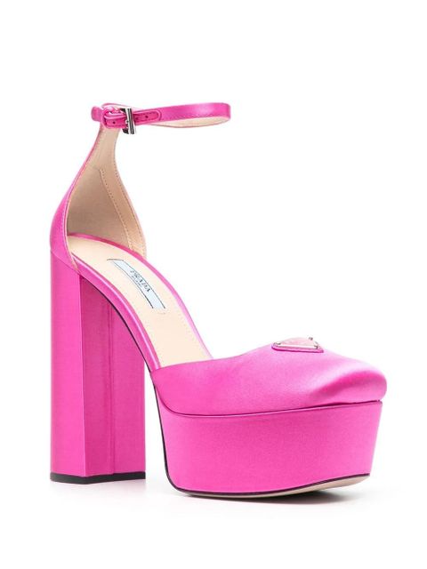 Prada logo-plaque 135mm platform pumps - Pink - zdjęcie produktu nr 2