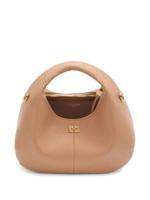 GANNI logo-plaque tote bag - Brown