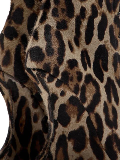 Paris Texas leopard print lace-up boots - Brown