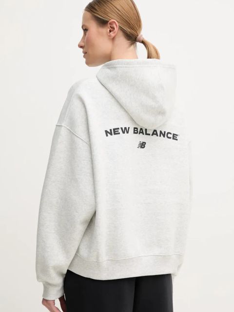 New Balance bluza damska kolor szary z kapturem melanżowa WT51518AHH