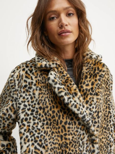 Bardot płaszcz VENTO damski kolor brązowy przejściowy dwurzędowy 59693JB