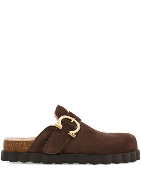 Ferragamo Gancini buckle rippled sole clogs - Brown - zdjęcie produktu nr 1