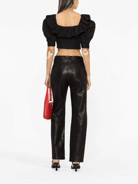 Alessandra Rich ruffle-collar corset-style blouse - Black