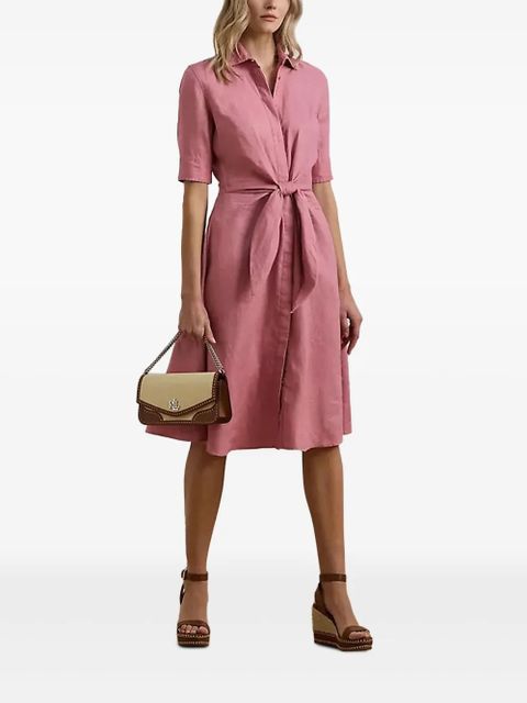 Lauren Ralph Lauren tie-front shirt dress - Pink