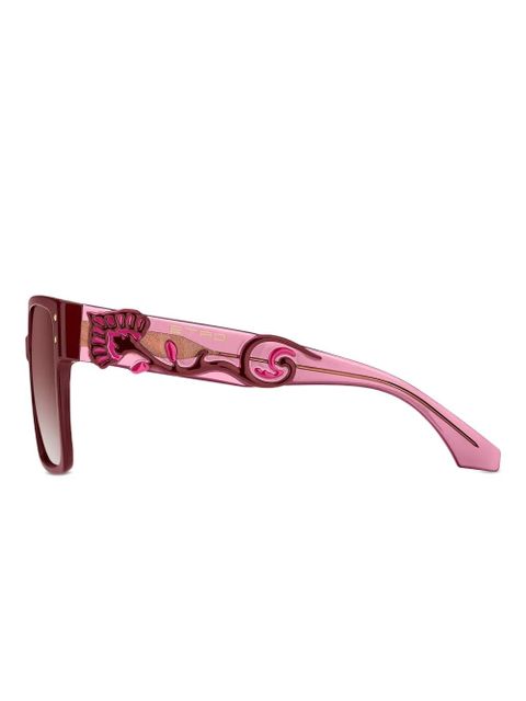 ETRO blossom-embellished square-frame sunglasses - Red
