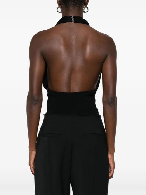 Paris Georgia draped halterneck bodysuit - Black