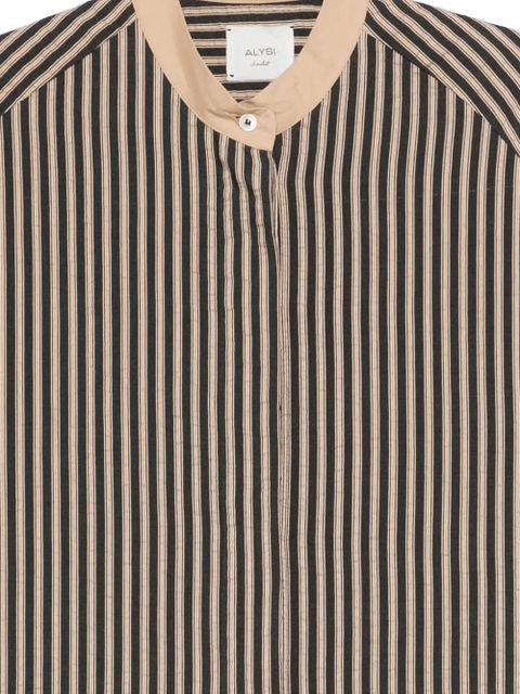 Alysi striped band-collar mini dress - Black