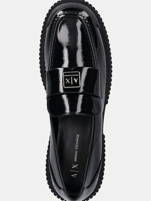 Armani Exchange mokasyny damskie kolor czarny na płaskim obcasie XW001672 AF17478 UC001
