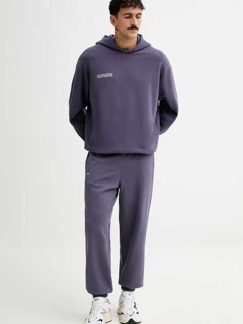 Pangaia bluza bawełniana kolor fioletowy z kapturem gładka 10000180 - zdjęcie produktu nr 2