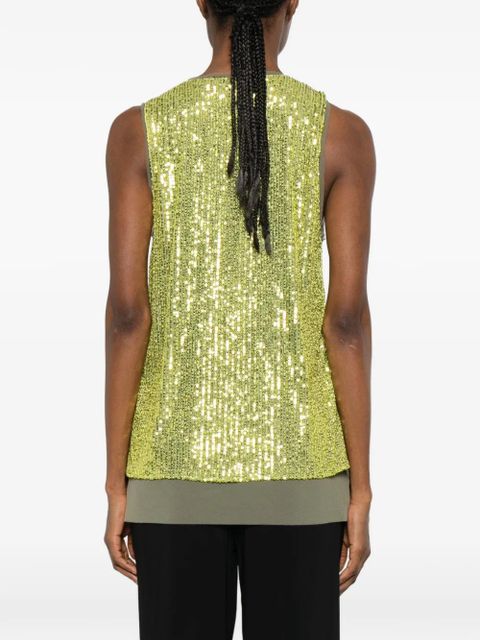 PINKO Canotta sequin-embellishment top - Green