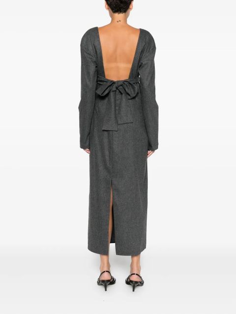 KHAITE cross-neck wrap dress - Grey