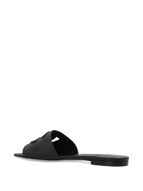 Dolce & Gabbana logo-lettering flat sandals - Black