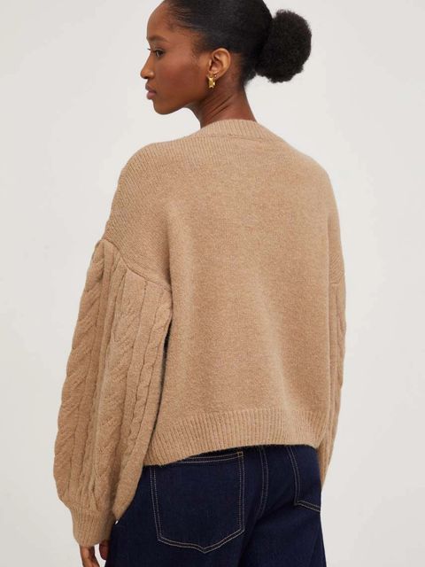 Answear.LAB sweter z dodatkiem wełny damski kolor brązowy