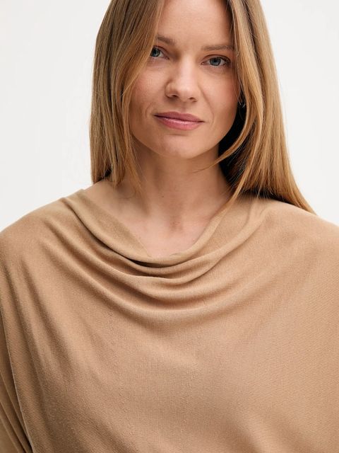 United Colors of Benetton sweter z jedwabiem damski kolor beżowy lekki 1ZRED10E8