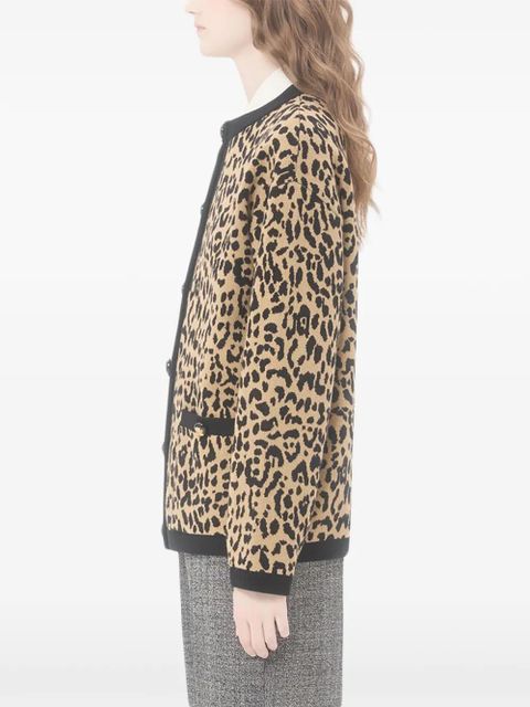 Valentino Garavani animal-print wool cardigan - Neutrals