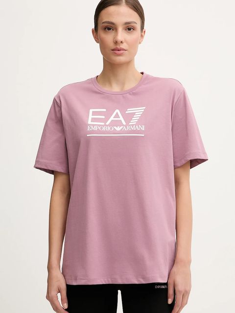 EA7 Emporio Armani t-shirt bawełniany damski kolor różowy AF12503.7W000414 - zdjęcie produktu nr 1
