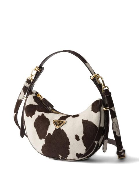 Prada mini Arqué printed leather shoulder bag - White
