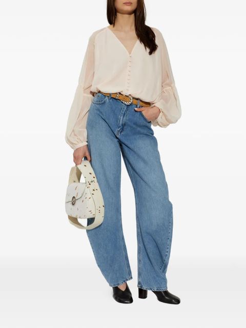 ROTATE BIRGER CHRISTENSEN button bishop sleeve blouse - Neutrals - zdjęcie produktu nr 2