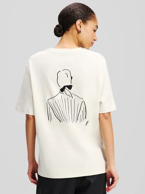 Karl Lagerfeld t-shirt bawełniany damski kolor beżowy A2W17089 - zdjęcie produktu nr 2