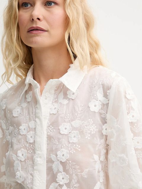 MUNTHE koszula PUST damska kolor biały regular z kołnierzykiem klasycznym 252101725225