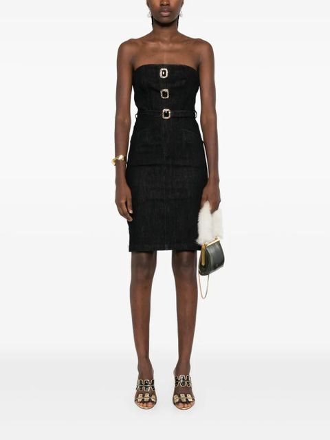 Self-Portrait buckle-detail strapless midi dress - Black