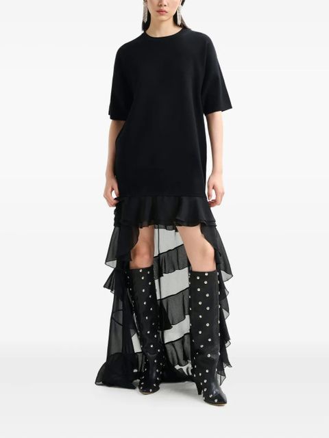 Essentiel Antwerp Imaille ruffled sheer mini dress - Black